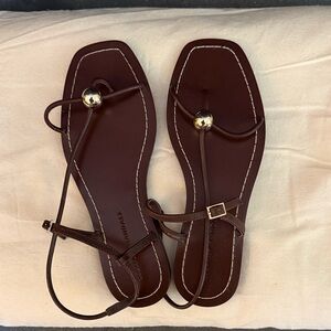 Loeffler Randall Leather Plank Sandals sz 6